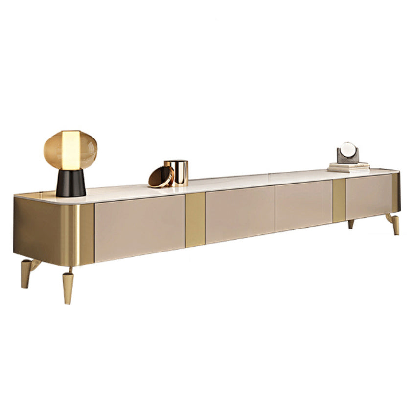 Glam TV Stand Console Stone Brown Media Console with Drawers