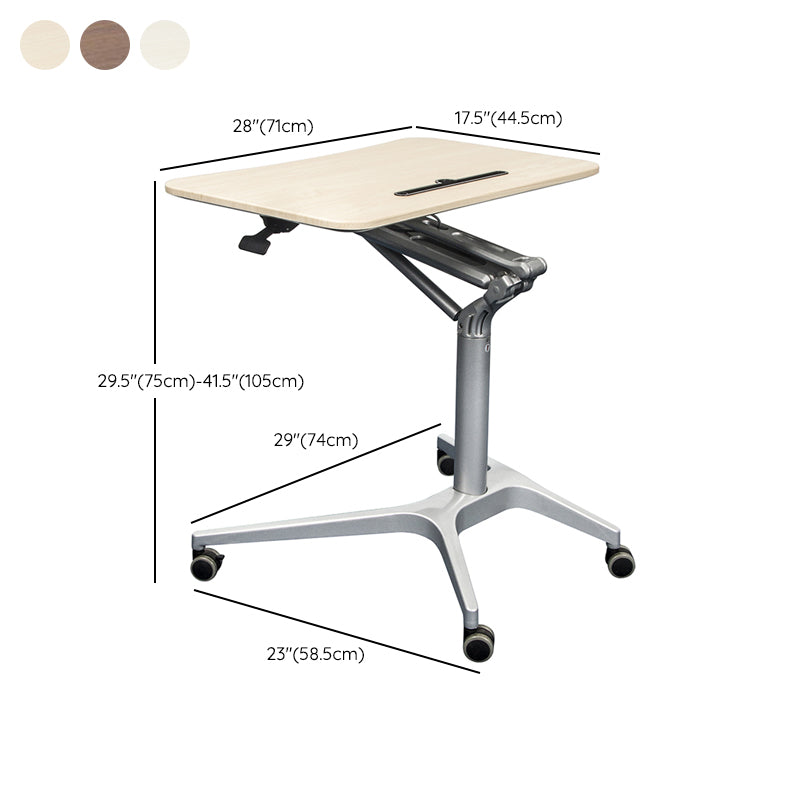 Modern Style Wood Office Desk Rectangular Shape Movable Table with Wheels for Office