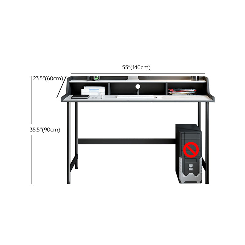 Contemporary Office Desk Rectangular Antique Finish Computer Desk with Metal Legs