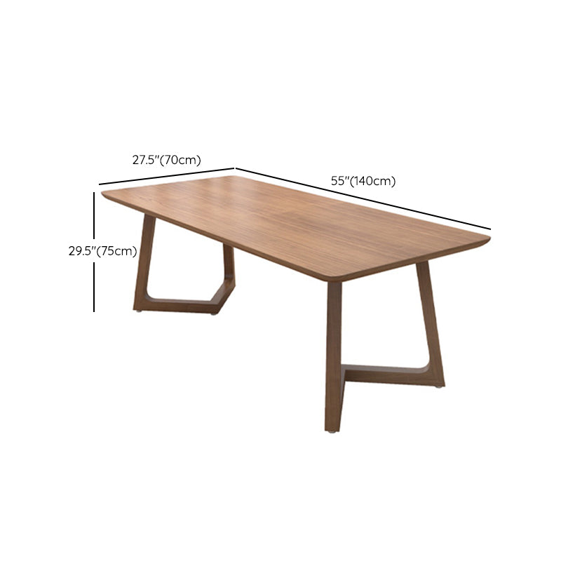 Contemporary Solid Wood Writing Desk Sled Base 29.53" Tall Office Desk