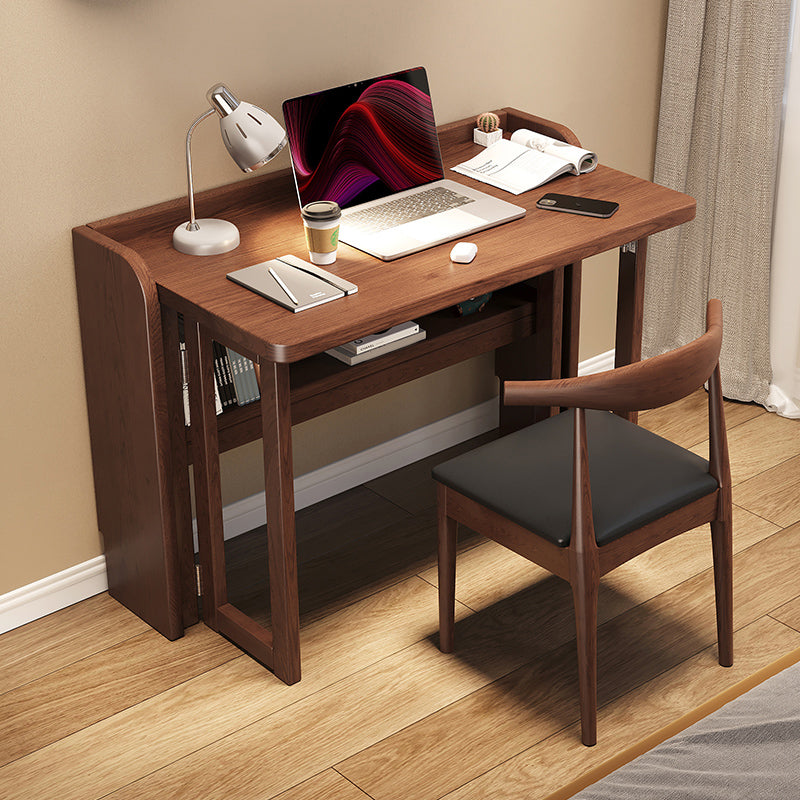 Contemporary Rubber Wood Writing Desk Folding Sled Base Office Desk