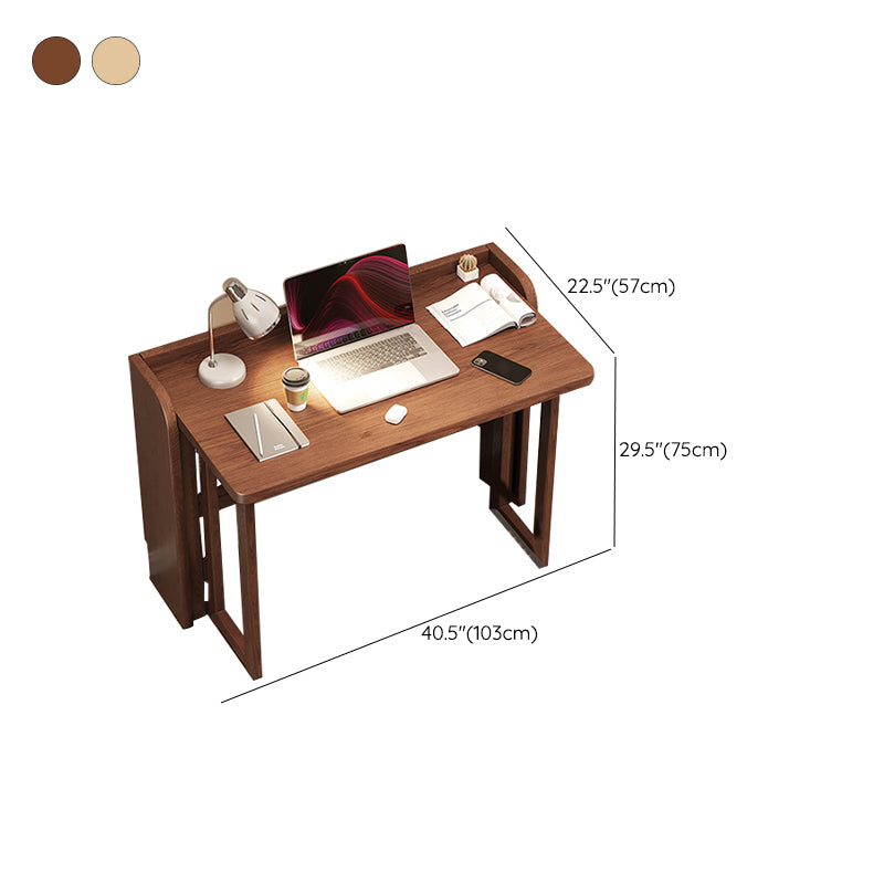 Contemporary Rubber Wood Writing Desk Folding Sled Base Office Desk