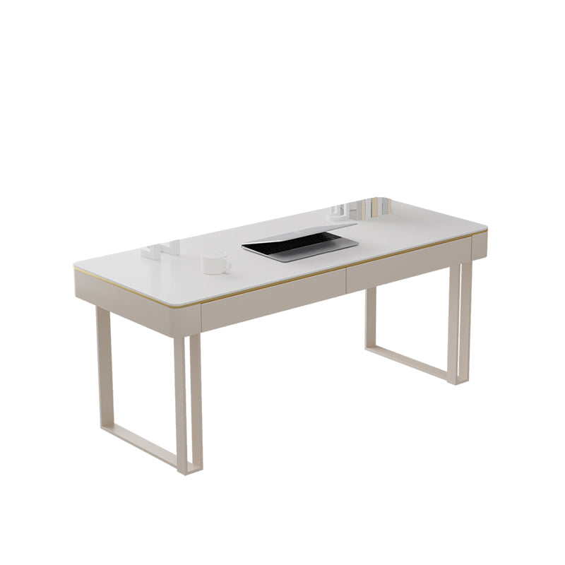 Rectangular Shaped Office Desk 2 Legs Writing Desk in White for Home