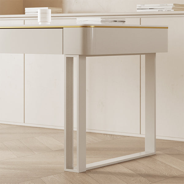 Rectangular Shaped Office Desk 2 Legs Writing Desk in White for Home