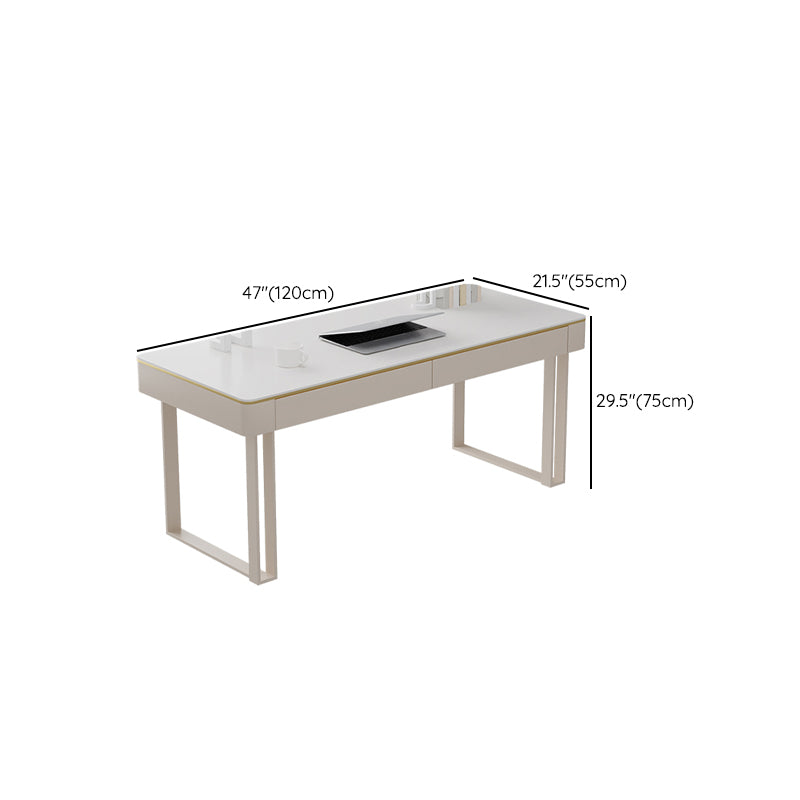 Rectangular Shaped Office Desk 2 Legs Writing Desk in White for Home