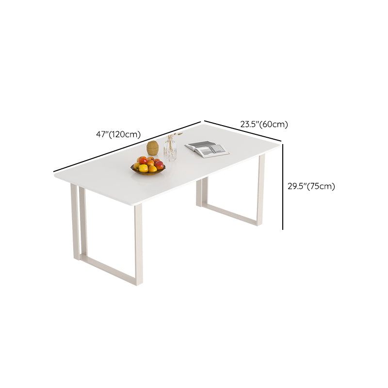 Rectangular Shaped Office Desk 2 Legs Writing Desk in White for Home