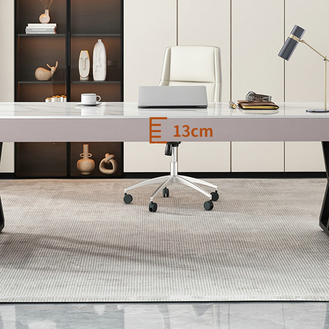 Rectangular Shaped Office Desk 2 Legs Writing Desk in White and Black for Office