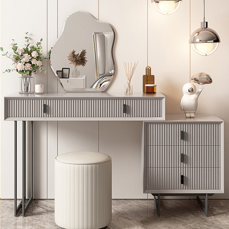 Modern Stone White Vanity Desk 5-Drawers Vanity Dressing Table