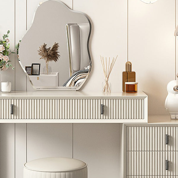 Modern Stone White Vanity Desk 5-Drawers Vanity Dressing Table