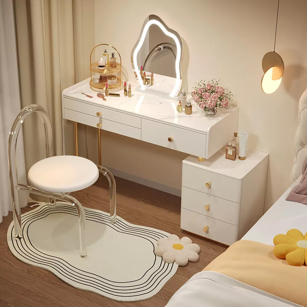 Scandinavian Bedroom Makeup Vanity Desk Wood Vanity Dressing Table with Drawer