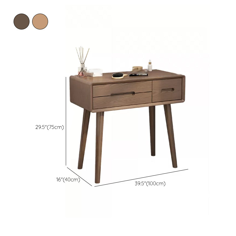 Traditional 3-Drawer Makeup Vanity Desk Solid Wood Vanity Dressing Table