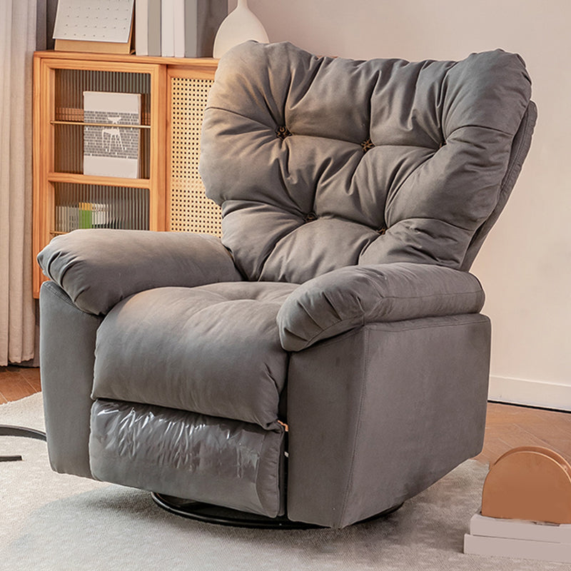 Metal Frame Standard Recliner Solid Color Microsuede Recliner Chair with Tufted Back