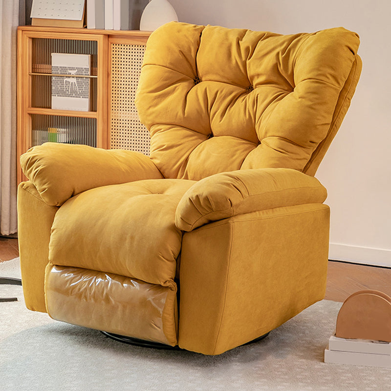 Metal Frame Standard Recliner Solid Color Microsuede Recliner Chair with Tufted Back