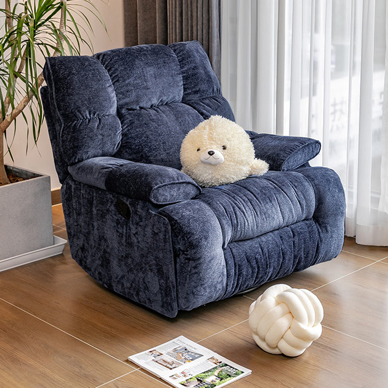 Modern Standard Recliner with Footrest and Tufted Back in Solid Color