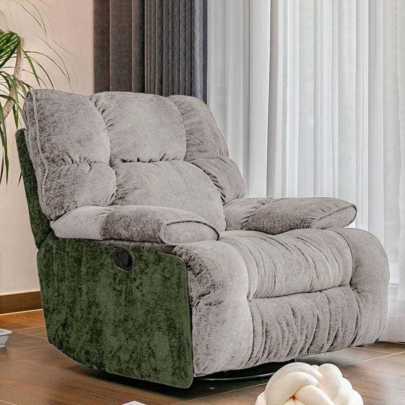 Modern Standard Recliner with Footrest and Tufted Back in Solid Color