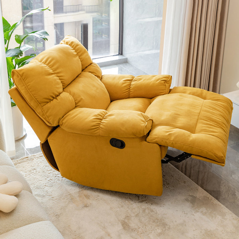 Modern Standard Recliner with Footrest and Tufted Back in Solid Color