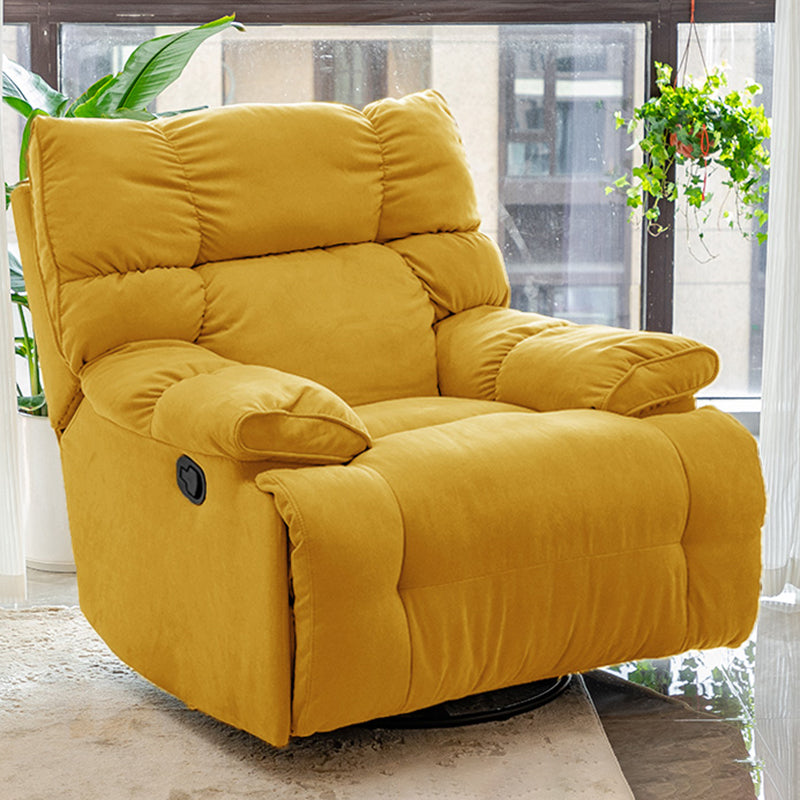 Modern Standard Recliner with Footrest and Tufted Back in Solid Color