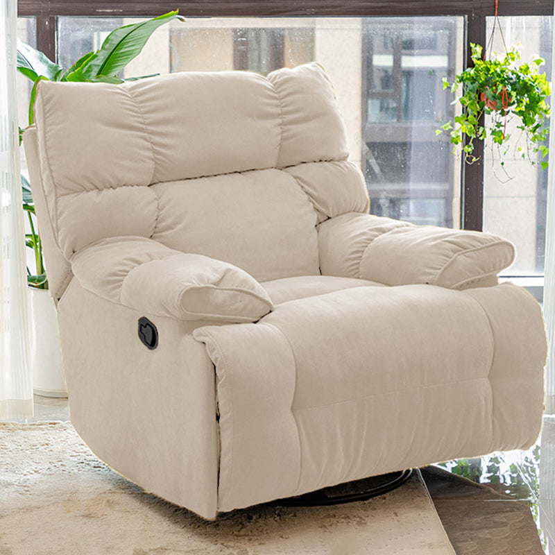 Modern Standard Recliner with Footrest and Tufted Back in Solid Color