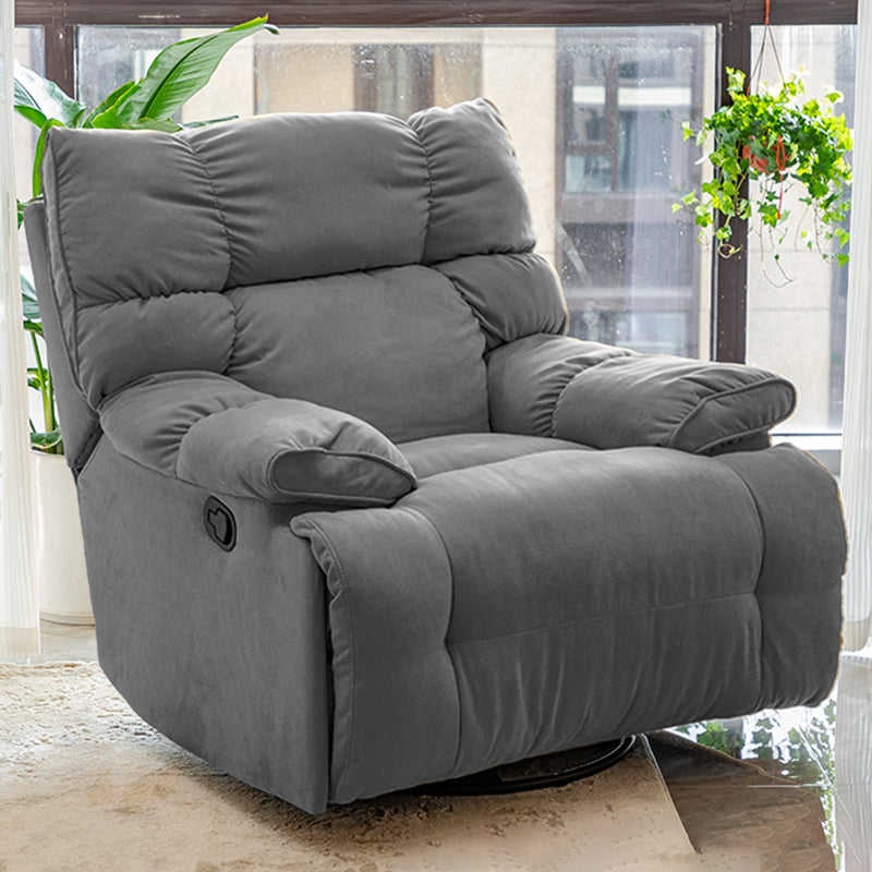 Modern Standard Recliner with Footrest and Tufted Back in Solid Color