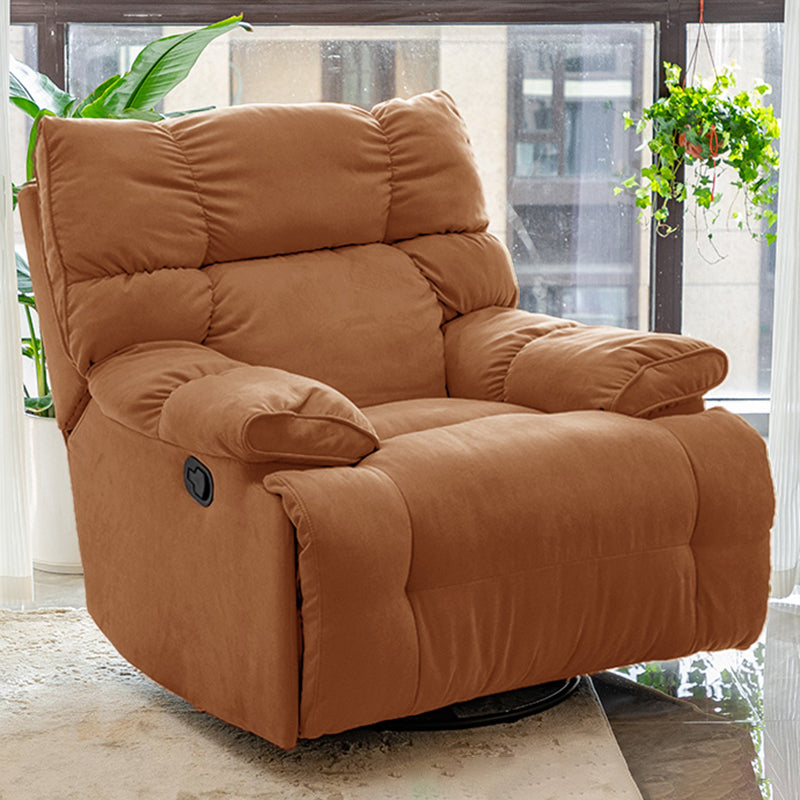 Modern Standard Recliner with Footrest and Tufted Back in Solid Color