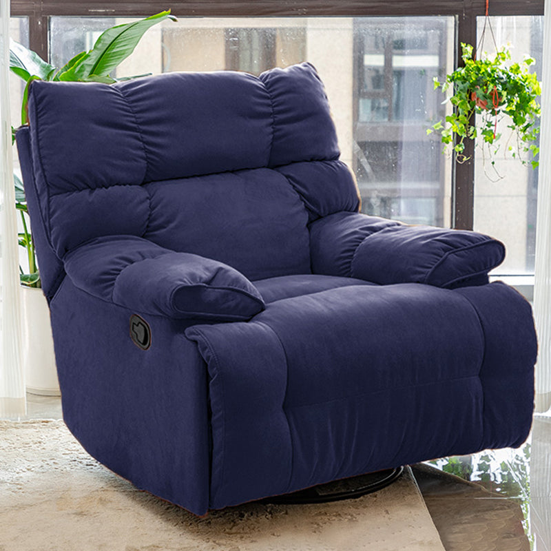 Modern Standard Recliner with Footrest and Tufted Back in Solid Color