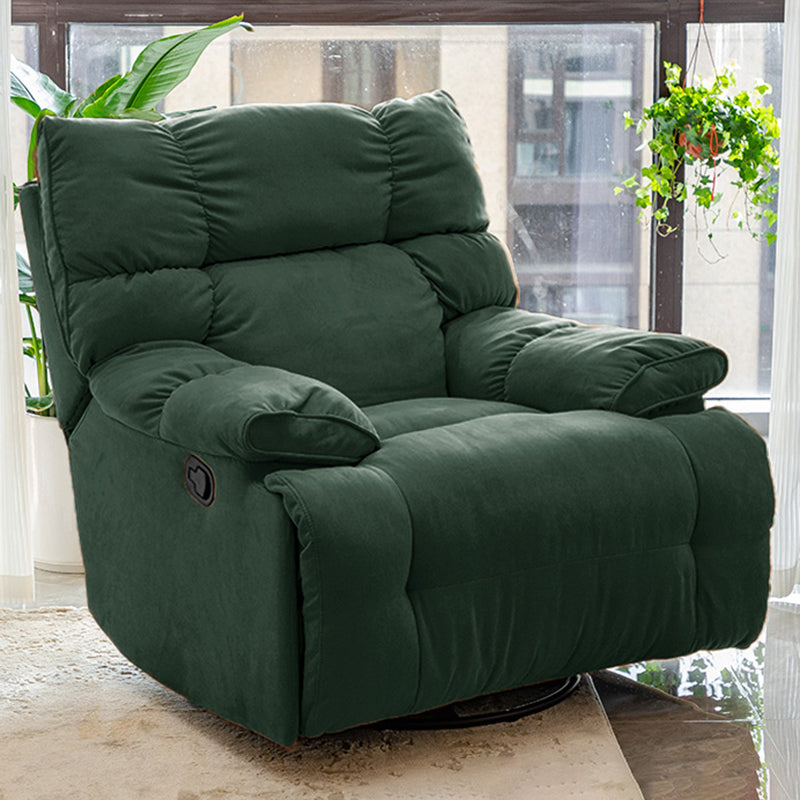 Modern Standard Recliner with Footrest and Tufted Back in Solid Color