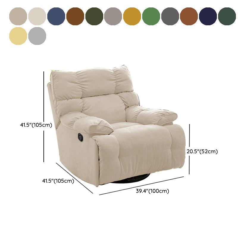 Modern Standard Recliner with Footrest and Tufted Back in Solid Color