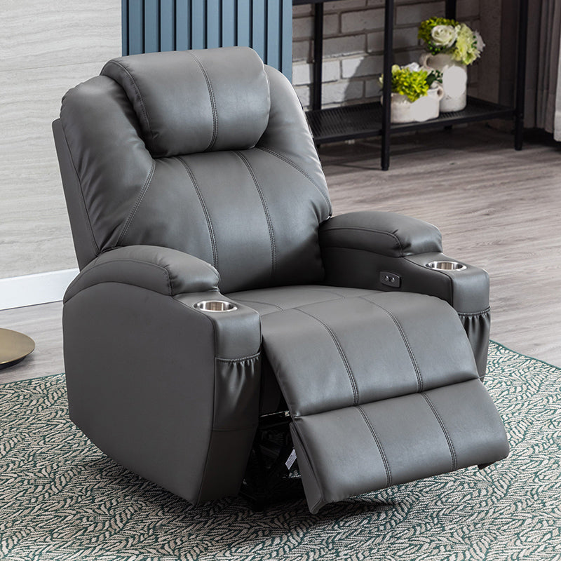 Contemporary Home Theater Recliner With Cup Holders and Arms