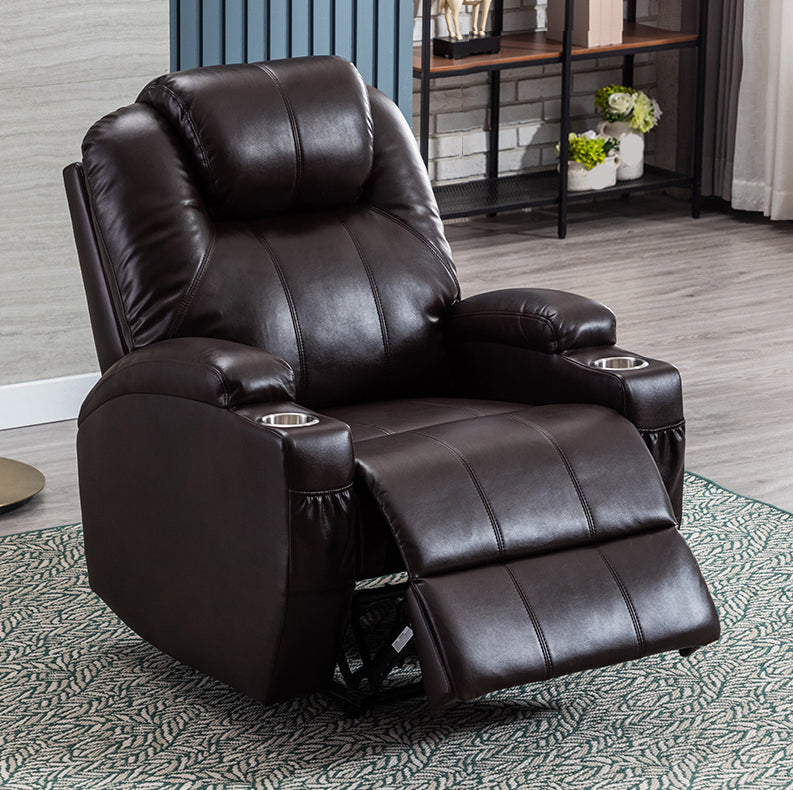 Contemporary Home Theater Recliner With Cup Holders and Arms