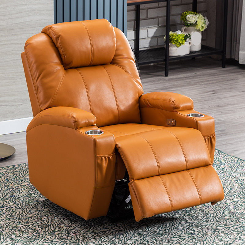 Contemporary Home Theater Recliner With Cup Holders and Arms