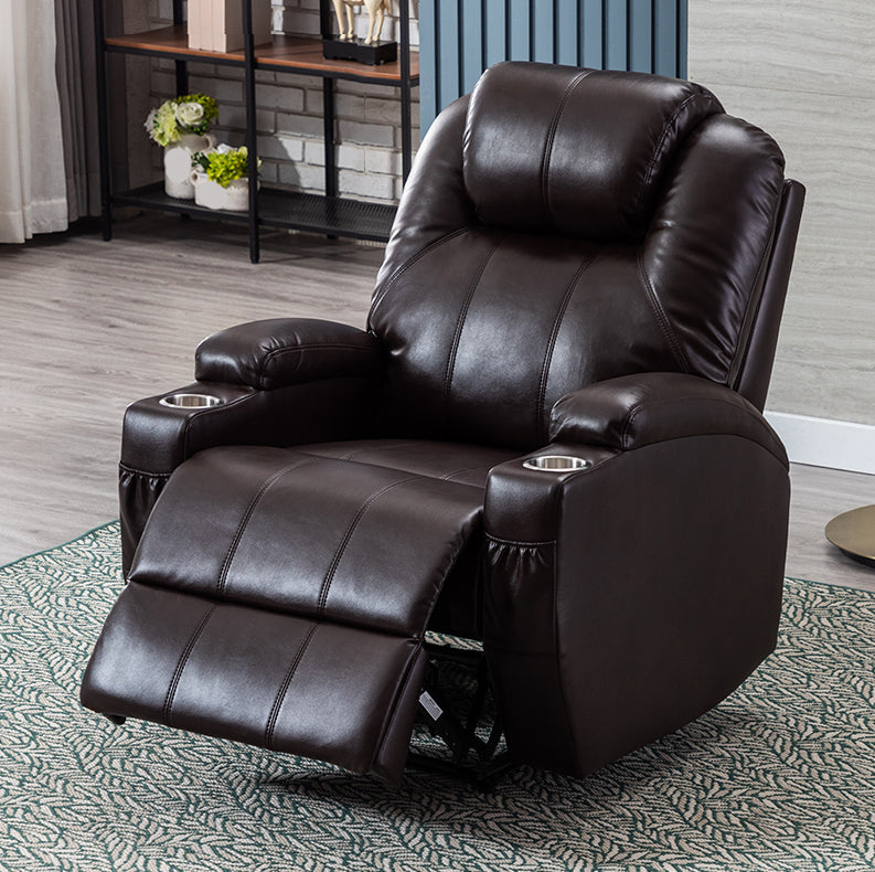 Contemporary Home Theater Recliner With Cup Holders and Arms