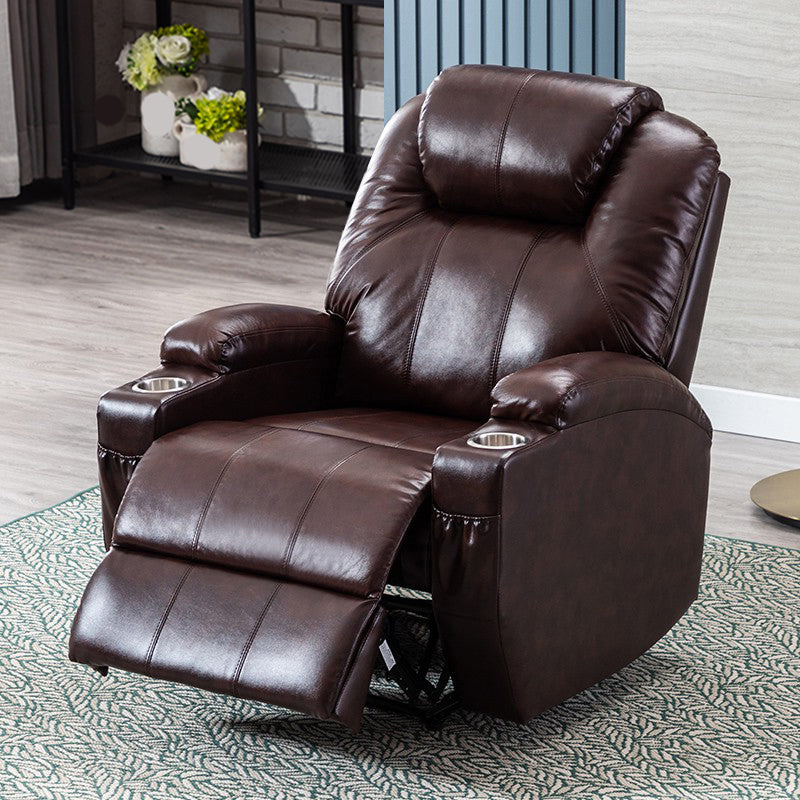 Contemporary Home Theater Recliner With Cup Holders and Arms