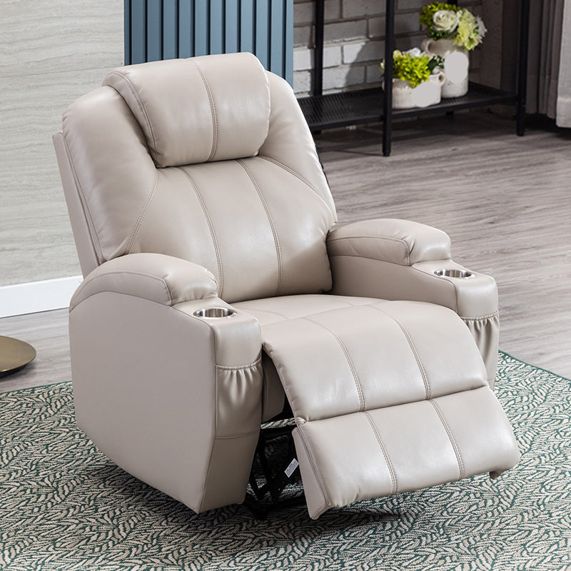 Contemporary Home Theater Recliner With Cup Holders and Arms