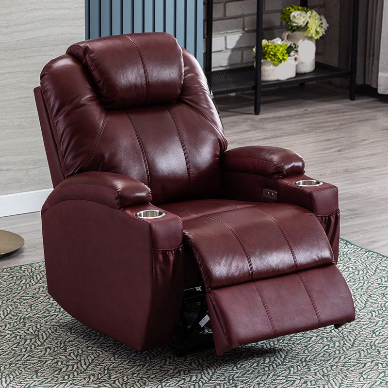 Contemporary Home Theater Recliner With Cup Holders and Arms