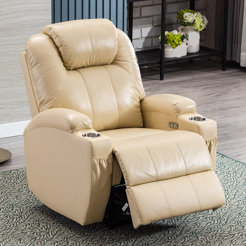 Contemporary Home Theater Recliner With Cup Holders and Arms