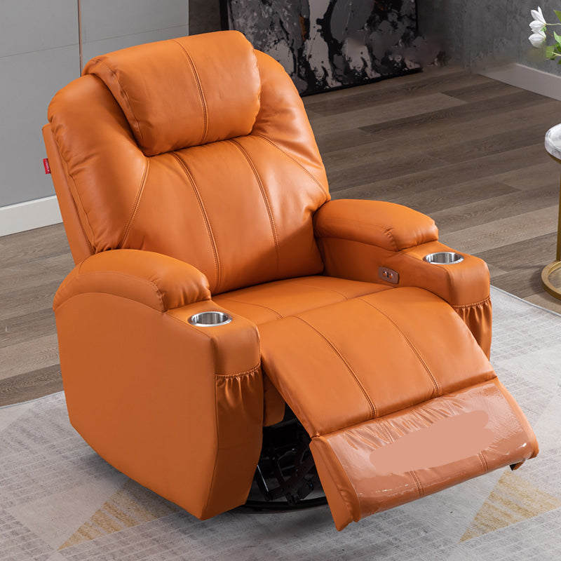 Contemporary Home Theater Recliner With Cup Holders and Arms