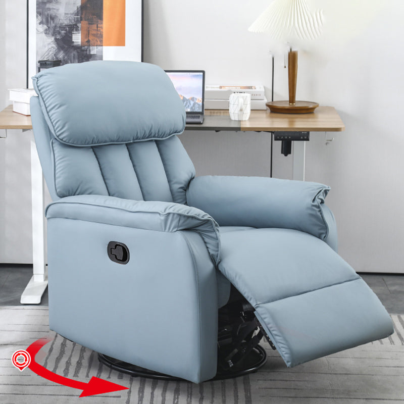 Contemporary Solid Color Standard Recliner with Arms in Faux Leather/Linen Blend