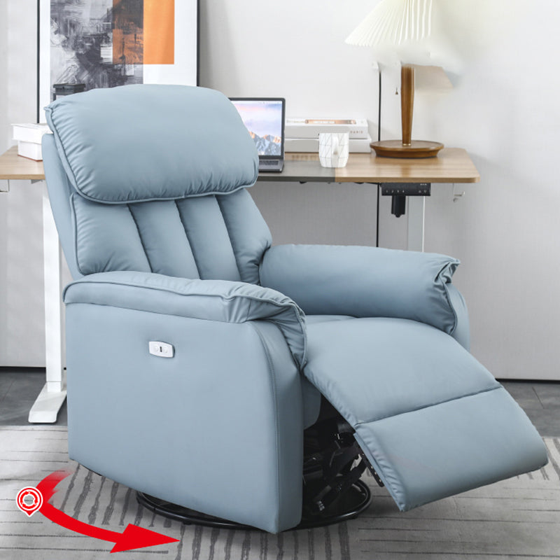 Contemporary Solid Color Standard Recliner with Arms in Faux Leather/Linen Blend