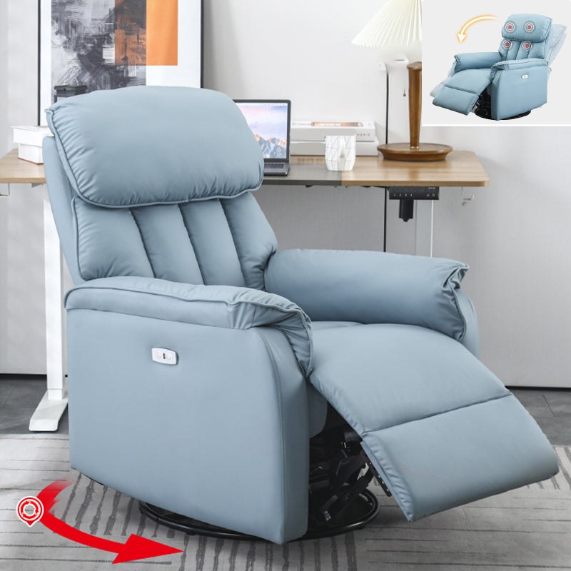 Contemporary Solid Color Standard Recliner with Arms in Faux Leather/Linen Blend