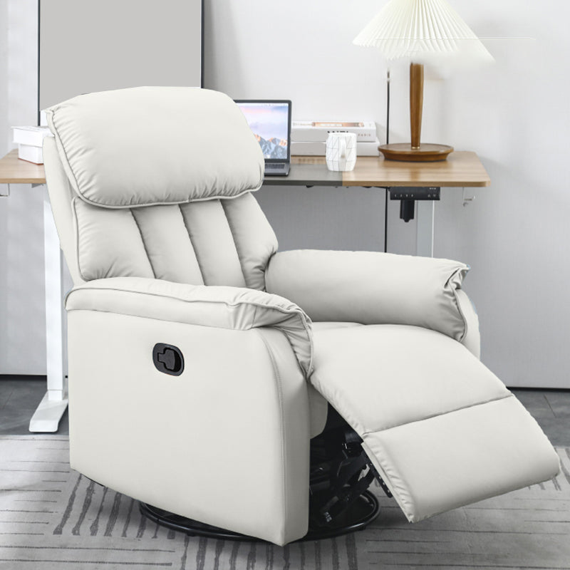 Contemporary Solid Color Standard Recliner with Arms in Faux Leather/Linen Blend