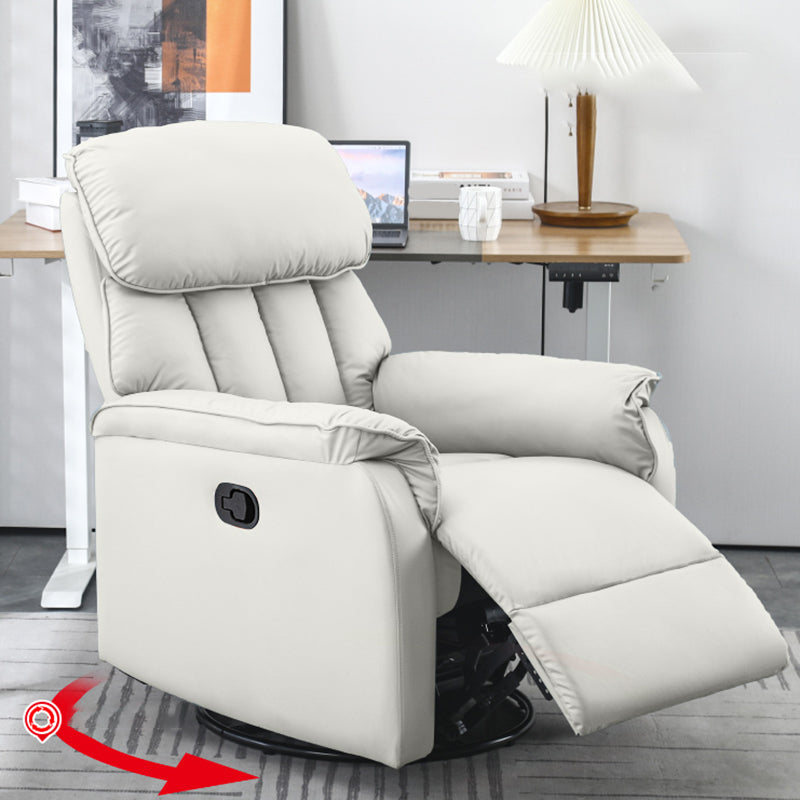 Contemporary Solid Color Standard Recliner with Arms in Faux Leather/Linen Blend