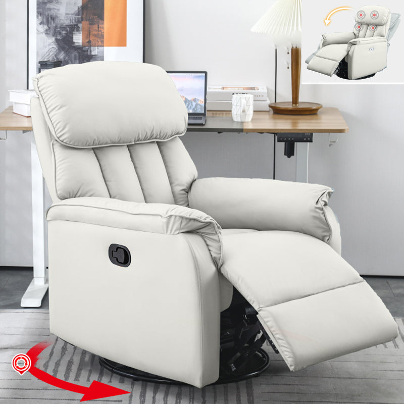 Contemporary Solid Color Standard Recliner with Arms in Faux Leather/Linen Blend