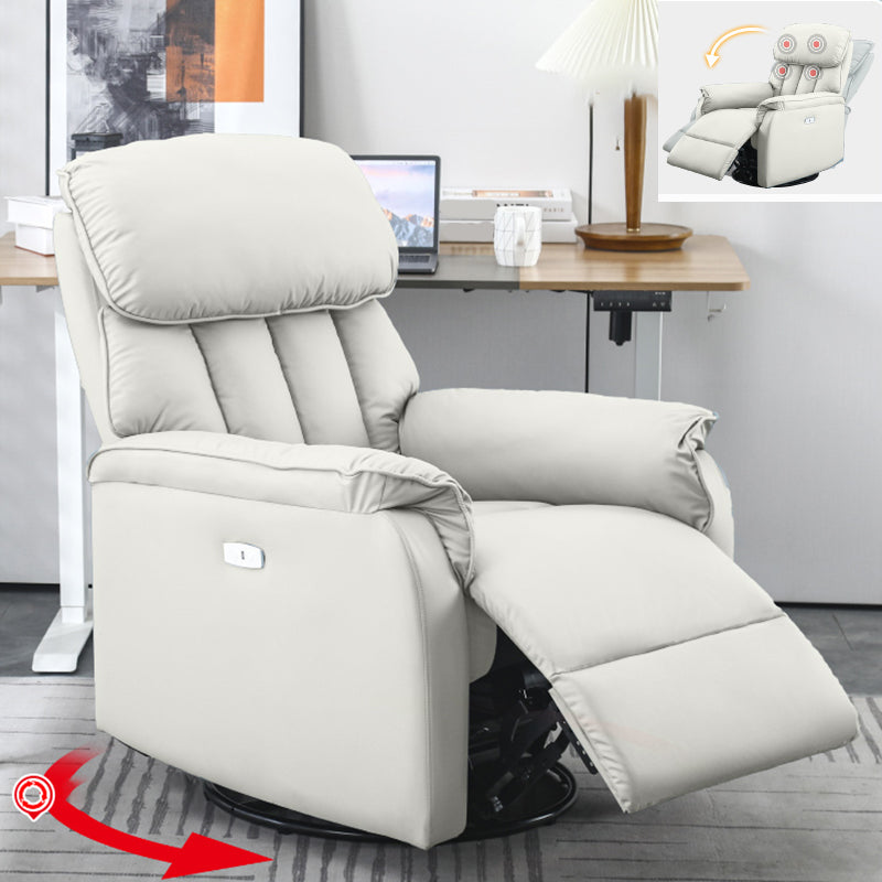 Contemporary Solid Color Standard Recliner with Arms in Faux Leather/Linen Blend