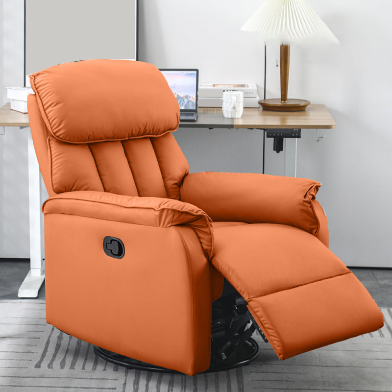 Contemporary Solid Color Standard Recliner with Arms in Faux Leather/Linen Blend