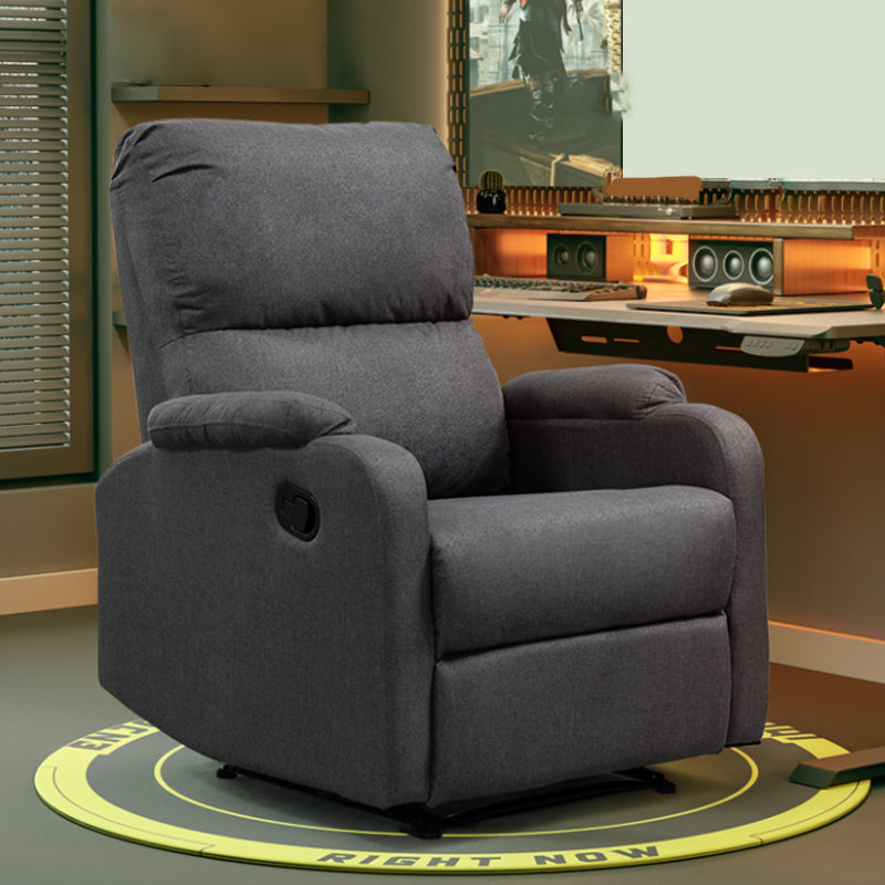 Contemporary Solid Color Standard Recliner with Arms in Faux Leather/Linen Blend