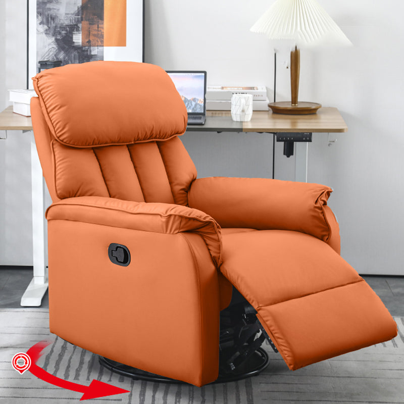 Contemporary Solid Color Standard Recliner with Arms in Faux Leather/Linen Blend