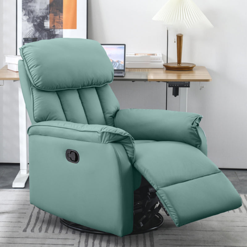 Contemporary Solid Color Standard Recliner with Arms in Faux Leather/Linen Blend