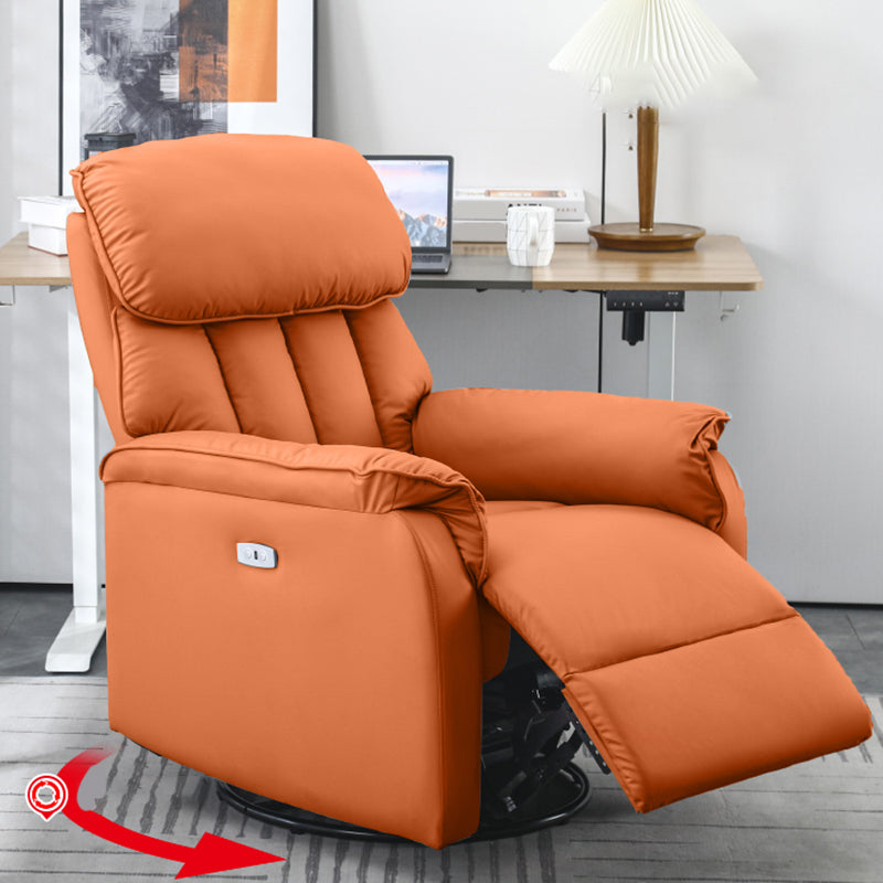 Contemporary Solid Color Standard Recliner with Arms in Faux Leather/Linen Blend