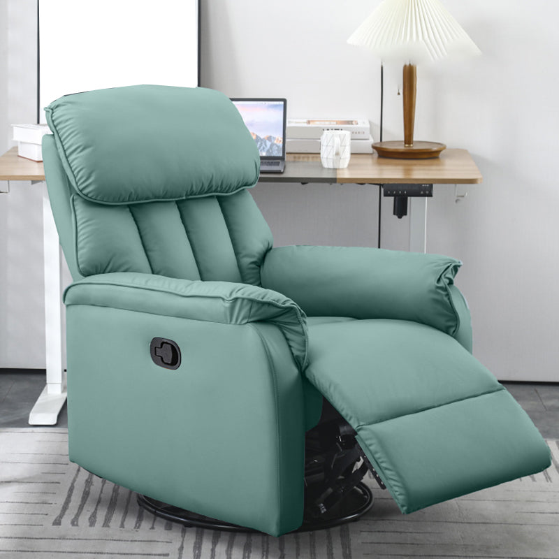 Contemporary Solid Color Standard Recliner with Arms in Faux Leather/Linen Blend