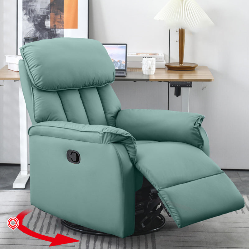 Contemporary Solid Color Standard Recliner with Arms in Faux Leather/Linen Blend